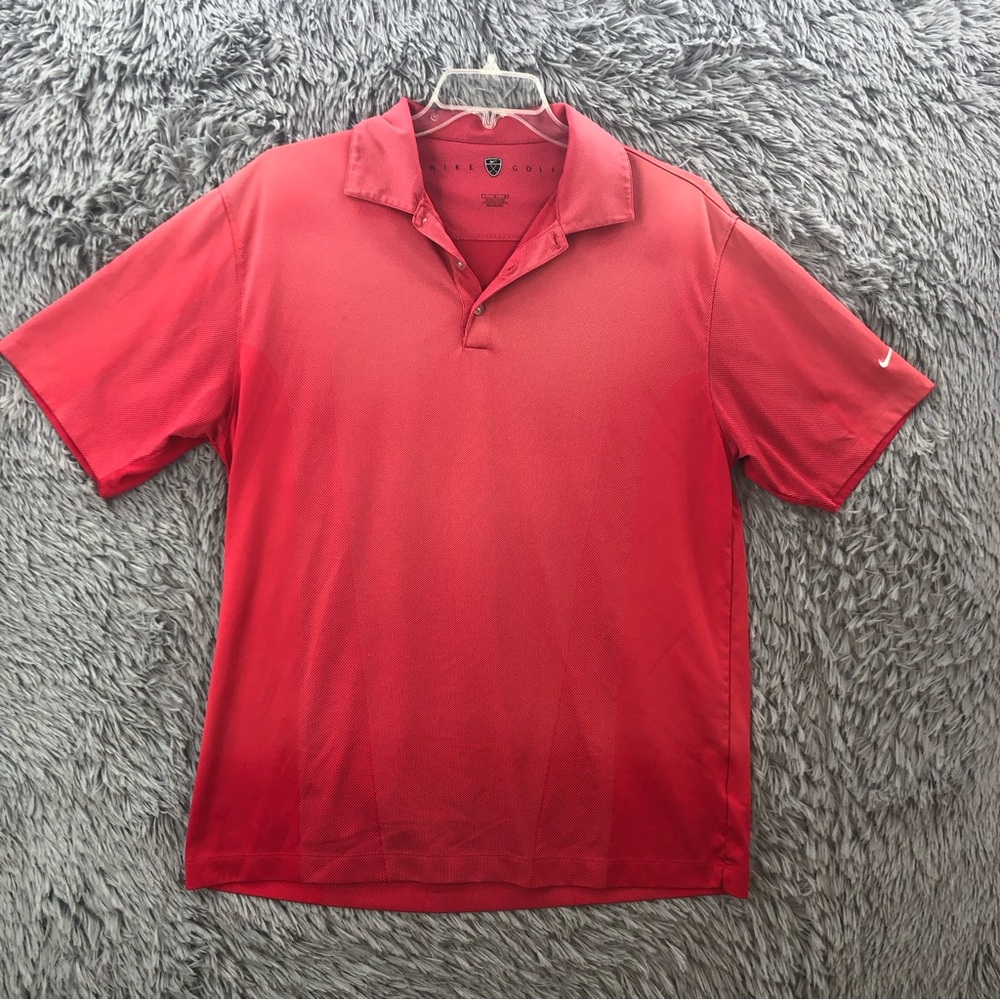 Nike Shirt Golf Mens Large Logo Checkmark Red Polo